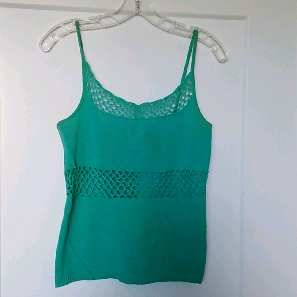 Only Hearts N.Y.C. Sea Green Cotton Knit Crochet Camisole Size M